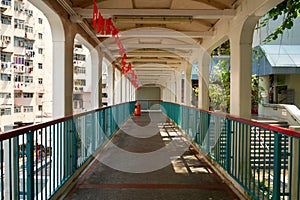 Elevated walkway in Quarry Bay