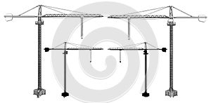 Elevating Construction Crane Vector. Construction Structure Illustration Isolated On White.