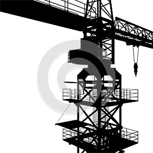 Elevating Construction Crane Vector. Construction Structure Illustration Isolated On White.