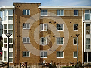 Elevation facade of an apartment flat in a residential area