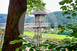 Elevator from Bad Schandau to the Elbe Sandstone Mountains of Saxon Switzerland, built in 1904 as access to the hiking trails in photo