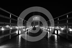 Elevator Boca do Vento. Almada. Portugal. Night. Black and white. B&W. night scene. Nightscene