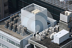 Elevator bulkhead and HVAC roof top in Japan photo