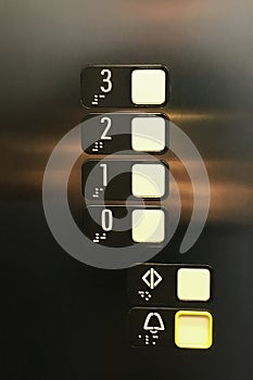 Elevator buttons close up