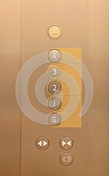 Elevator buttons on panel with blank label