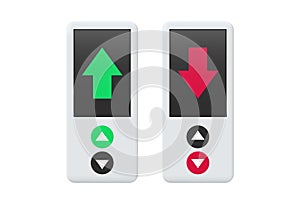 Elevator buttons with up and down indicators