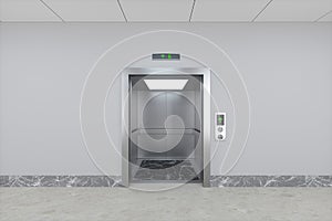 The elevator in the corridor, 3d rendering