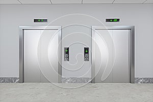 The elevator in the corridor, 3d rendering