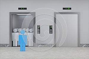 The elevator in the corridor, 3d rendering