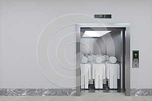 The elevator in the corridor, 3d rendering