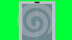 Elevator Door Open and Closed Green Screen animation. Elevator Cabin Passenger Lift transportation floor to floor office building