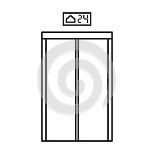 Elevator door vector icon.Line vector icon isolated on white background elevator door .