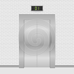 Elevator doors. Closing and opening lift metallic in office building. Vector stock illustration