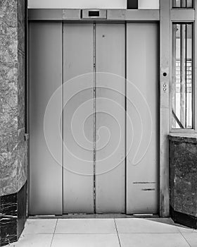 Elevator doors in an empty department store