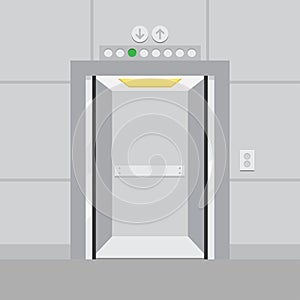 Elevator with opened door