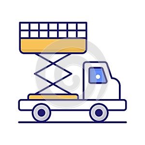 Elevator Truck vector Fill Outline icon style illustration. EPS 10 file