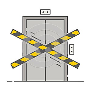 Elevator under constructionicon. Lift out of order. Outline illustration. Vector