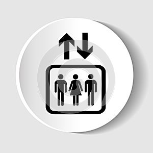 Elevator vector icon, round button for web design and mobile apps
