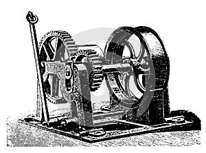 Elevator winch for mining operations.