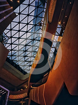 elevators and ceiling of a modern building