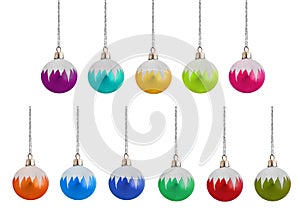 Eleven Frosted christmas Baubles