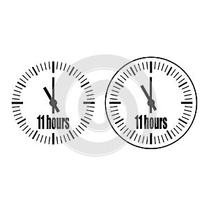 Eleven Hours Clock on white background. Eleven o`clock.