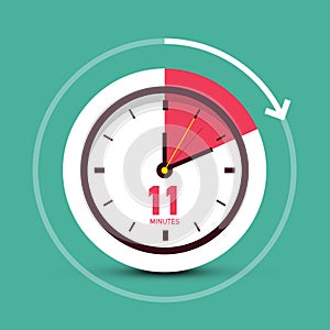 11 Eleven Minutes Vector Clock Icon
