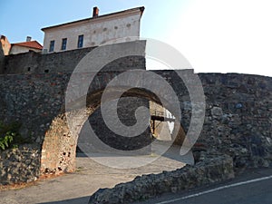 The eleventh century castle on the volcanic mountain, architecture and elements