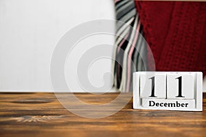 Eleventh day of winter month calendar december with copy space