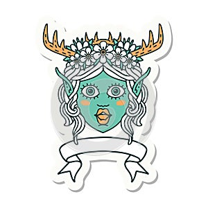elf druid character face with banner sticker