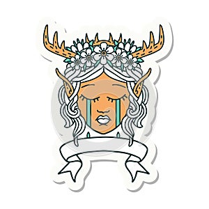 elf druid character face with banner sticker