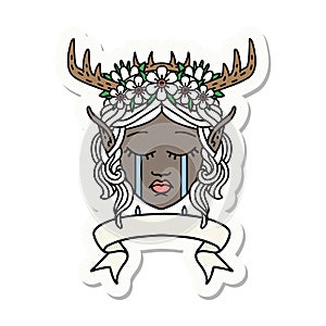 elf druid character face with banner sticker