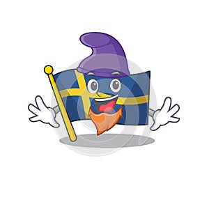 Elf flag sweden character hoisted in cartoon pole