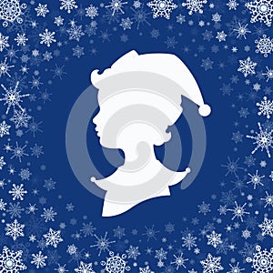 Elf head profile silhouette snowflakes