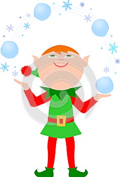 Elf Juggling Snowballs/eps photo