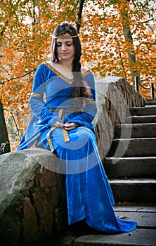 Elf princess on stone staircase