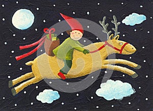 Elf on reindeer photo