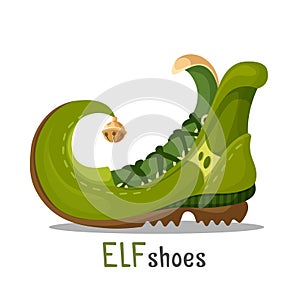 Elf shoes with curved end and golden round bell