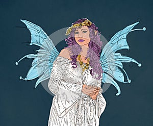 Elf woman, with wings, magic fairy, photo