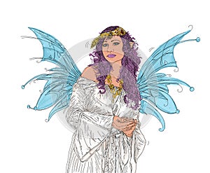 Elf woman, with wings, magic fairy, photo
