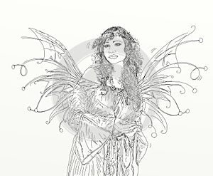 Elf woman, with wings, magic fairy, photo