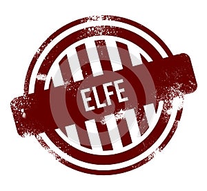Elfe - red round grunge button, stamp