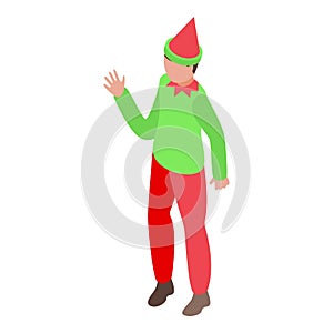 Elfin magical creature icon isometric vector. Yuletide Santa elf helper