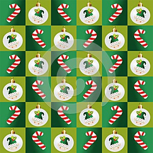 Elfs and candy seamless pattern