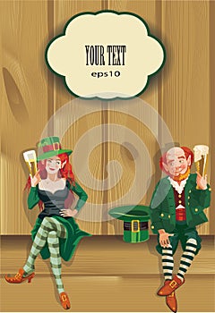 Elfs drinking beer,St. Patrick's day background