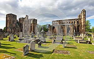 Elgin Cathedral above River Lossie The medieval ruin of Elgin Cathedral was built on the banks of the River Lossie in the