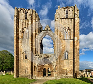 Elgin Cathedral above River Lossie The medieval ruin of Elgin Cathedral was built on the banks of the River Lossie in the