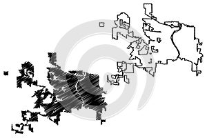 Elgin City, Illinois (United States cities, United States of America, us, usa city) map vector illustration,