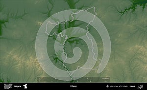 Elhovo outlined, Bulgaria. Physical