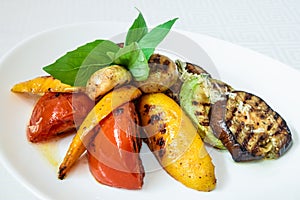 Elicious grilled vegetables, courgettes, peppers, mushrooms and